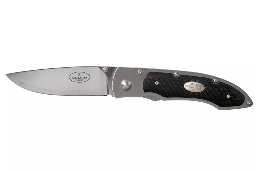 Fallkniven P3G folding knife 10.3cm black carbon fiber handle + Cordura sheath