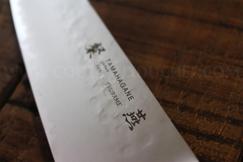 Cuchillo de cocinero japonés Tamahagane Tsubame 15cm acero VG5 hoja martillada