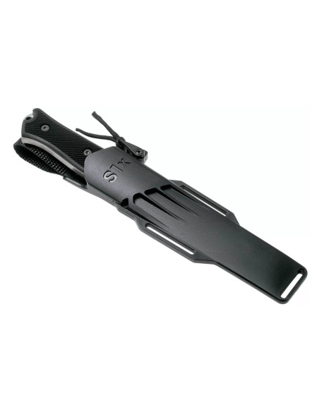 Faca Fallkniven S1xb Tungsten Carbide 13cm lâmina preta cabo Thermorun preto + bainha Zytel