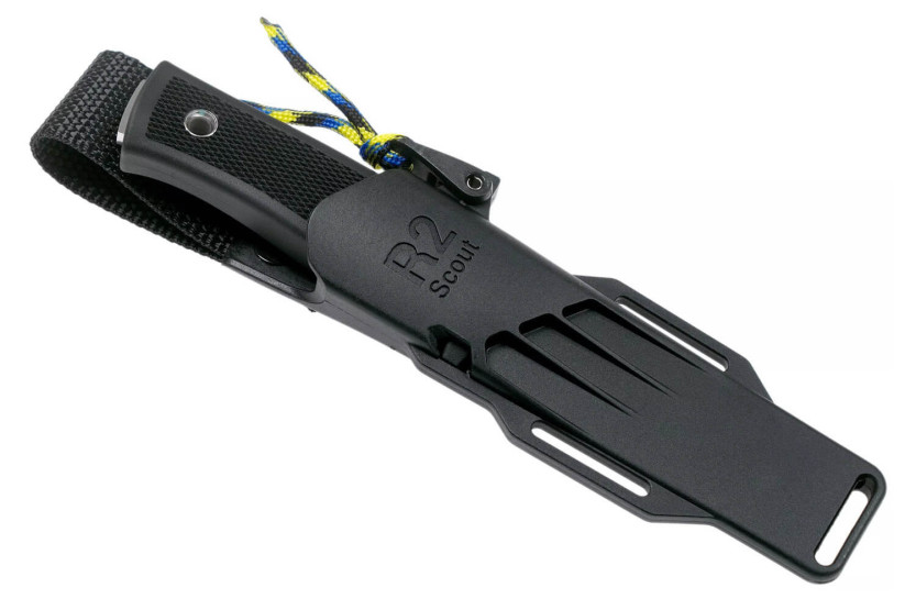 Fallkniven R2 Scout mes 8cm lemmet zwart Thermorun handvat + Zytel schede