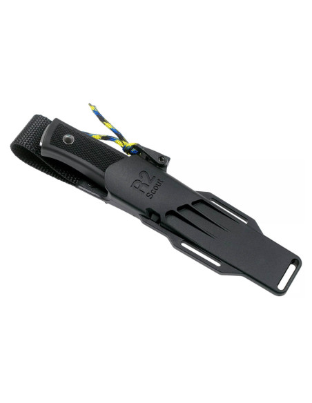 Fallkniven R2 Scout Messer mit 8cm Klinge, Thermorun-Griff schwarz + Zytel-Etui