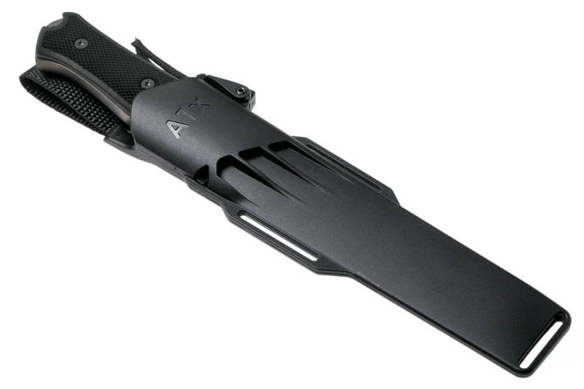 Fallkniven A1xb Expedition Knife Lama nera in carburo di tungsteno 16 cm manico nero in Thermorun + fodero in Zytel