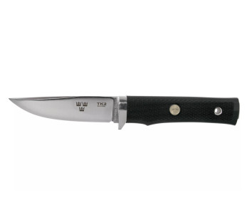 Faca Fallkniven TK2 Tre Kronor Lâmina de 10 cm cabo preto Thermorun + bainha em zíquel