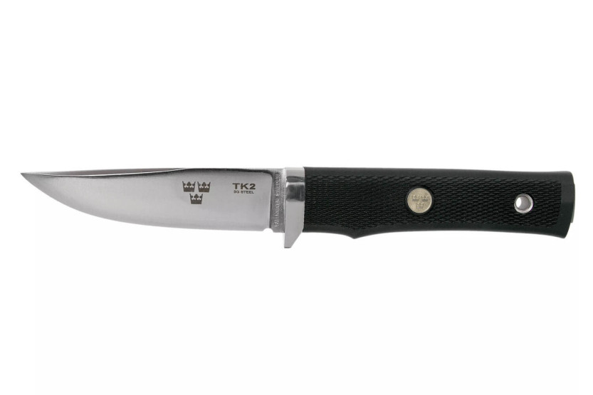 Faca Fallkniven TK2 Tre Kronor Lâmina de 10 cm cabo preto Thermorun + bainha em zíquel