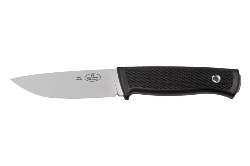 Fallkniven F1 VGWolf Ruotsin ilmavoimien veitsi 9.7cm terä musta thermorun kahva + nahkatuppi