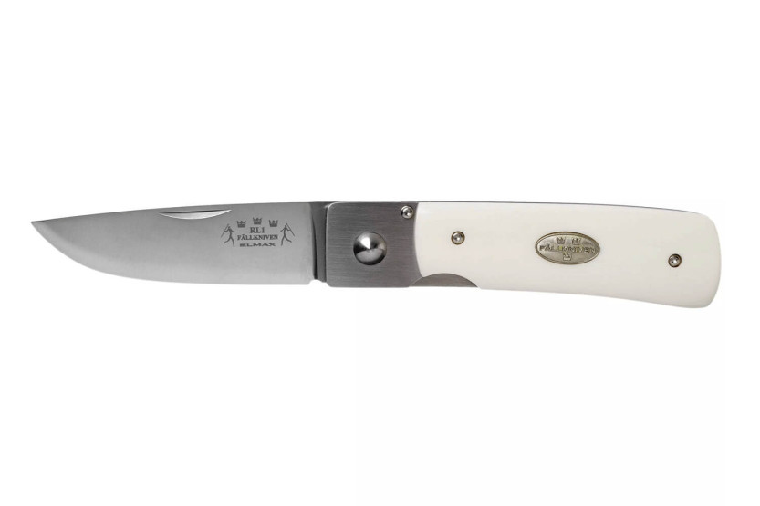 Fallkniven RL1EY folding knife 9.5cm Elforyn imitation ivory handle + suede sheath