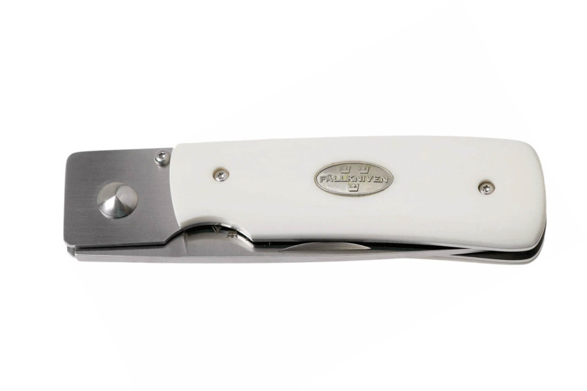 Fallkniven RL1EY folding knife 9.5cm Elforyn imitation ivory handle + suede sheath