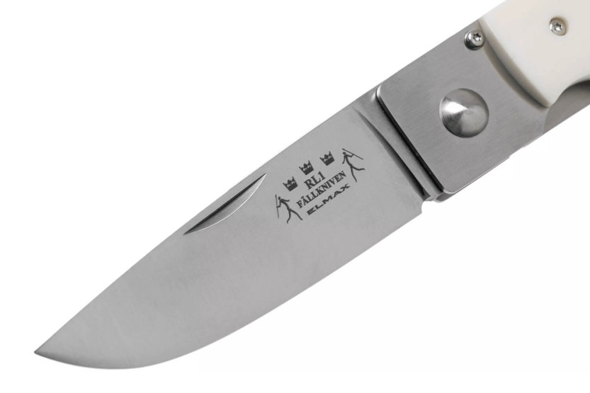 Fallkniven RL1EY folding knife 9.5cm Elforyn imitation ivory handle + suede sheath