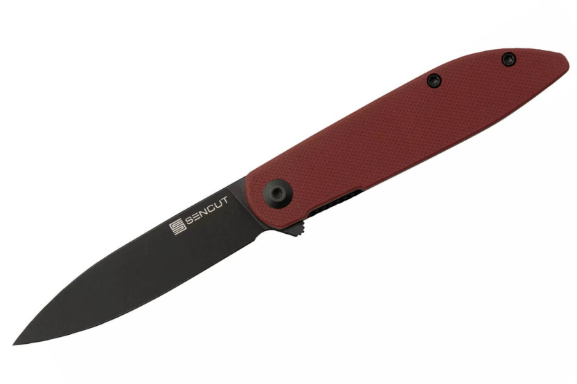 Sencut Bocll II S220193 fällkniv svart blad rött G10-handtag 9,5cm