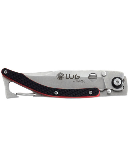 Faca dobrável preta e vermelha LUG SP1SRB 11cm G10 e cabo de aço com clip
