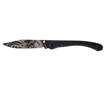 LUG C63LTB2LG Faca dobrável preta Eagle 12cm cabo G10 e aço preto com clip