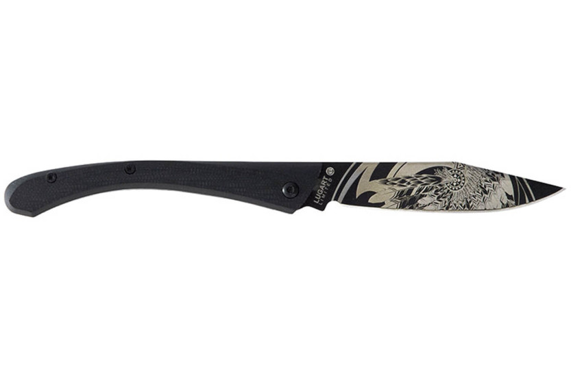 LUG C63LTB2LG Black Eagle taittoveitsi 12cm G10-kahva ja musta teräs klipsipainikkeella