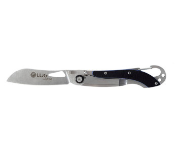 Faca dobrável preta e azul LUG SP2SBB Cabo em G10 e aço de 11,6 cm com mosquetão