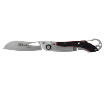 Navaja plegable LUG SP2SRB negra y roja con mango de G10 y acero de 11,6 cm y clip mosquetón