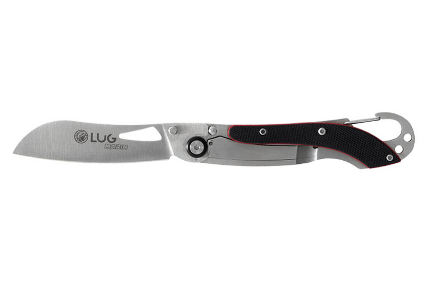 LUG SP2SRB musta ja punainen taittoveitsi 11.6cm G10-teräskahva karabiinilla varustettuna