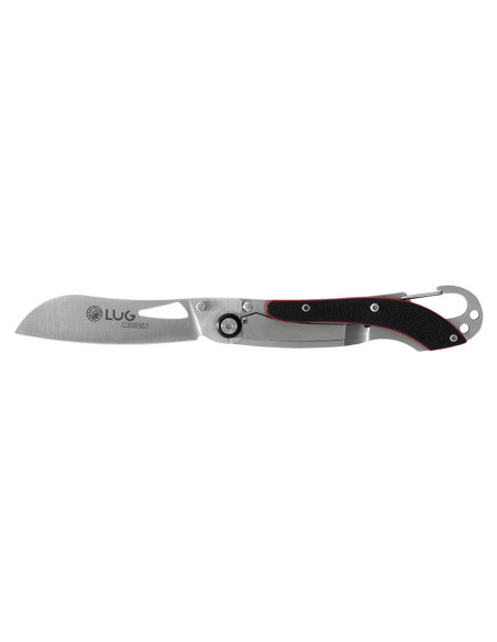 LUG SP2SRB black and red folding knife 11.6cm G10 steel handle with carabiner