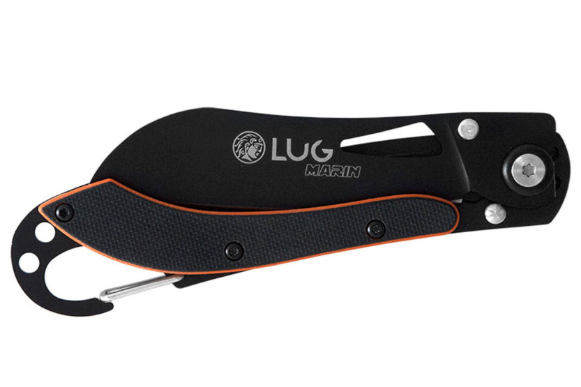 LUG SP2TOB black and orange folding knife with G10 and 11.6cm steel handle and snap hook