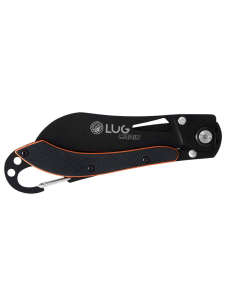 LUG SP2TOB black and orange folding knife with G10 and 11.6cm steel handle and snap hook