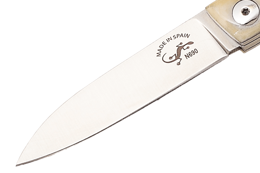 Coltello pieghevole Salamandra con manico in osso bianco 9 cm