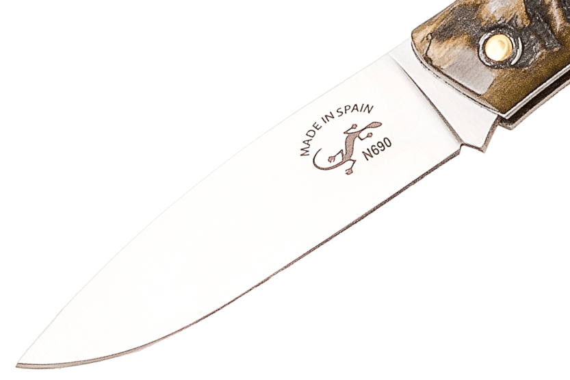 Coltello pieghevole Salamandra con manico in corno grezzo di 9 cm