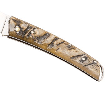 Navaja plegable Salamandra con mango de cuerno crudo de 9 cm 2
