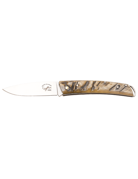 Salamandra vouwmes 9cm ruw hoornen handvat