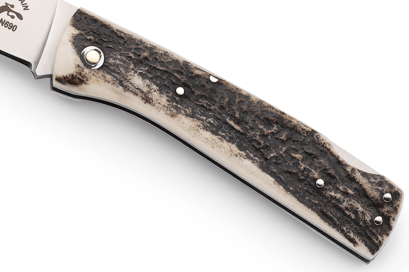 Navaja plegable Salamandra con mango de asta de ciervo de 9,5 cm