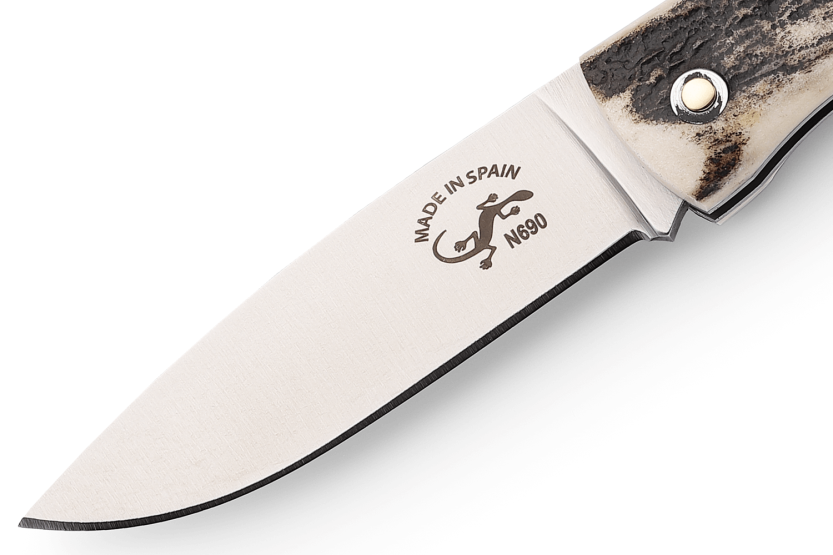 Coltello pieghevole Salamandra con manico in corno di cervo da 9,5 cm