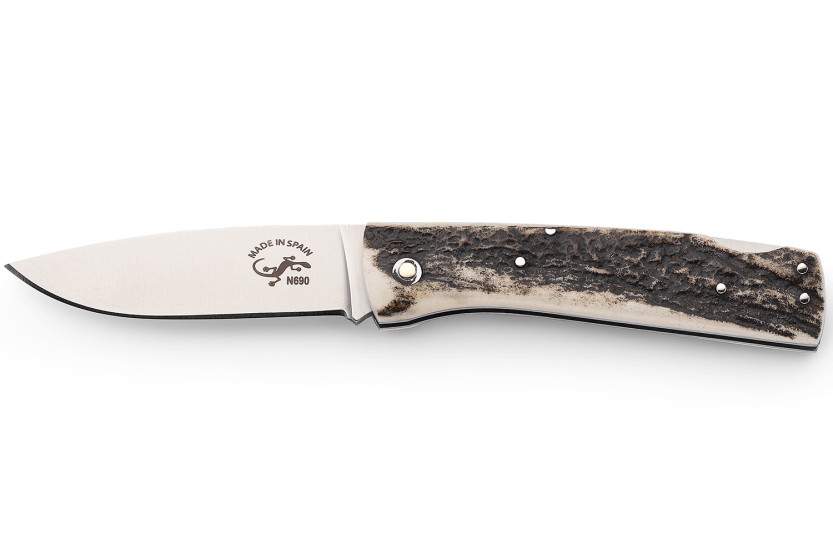 Coltello pieghevole Salamandra 9,5 cm manico in corno di cervo