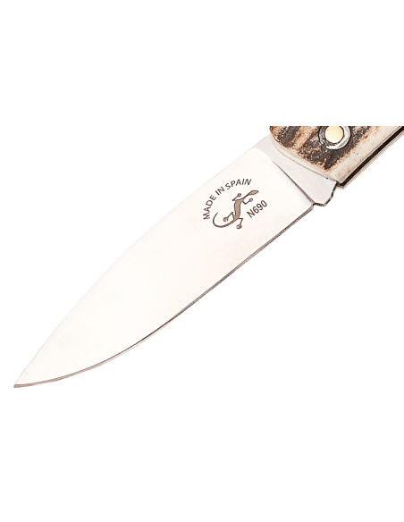 Salamandra vouwmes 9cm hertshoorn handvat met riemlus