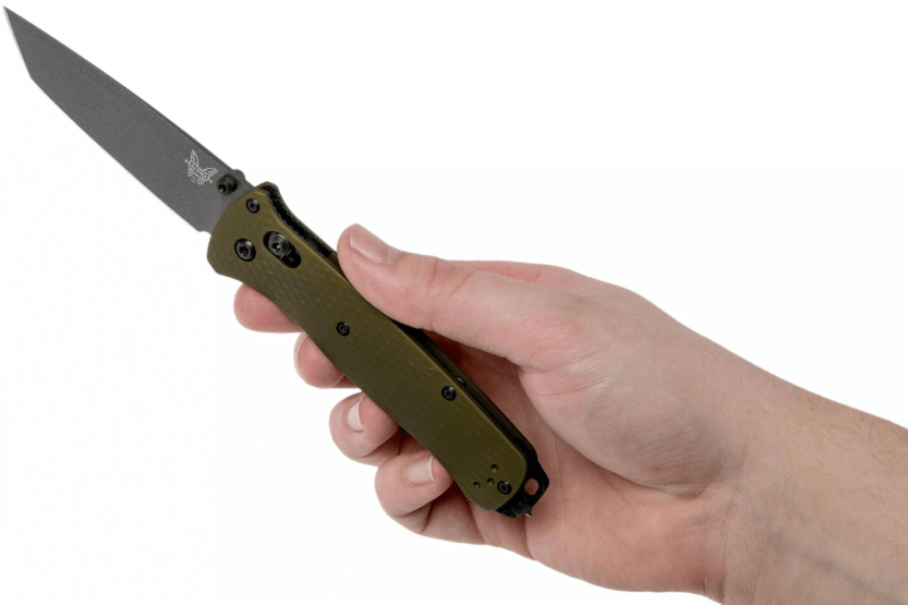 Benchmade Bailout 537GY-1 foldekniv 12 cm med grønt anodisert aluminiumshåndtak og glassbryter