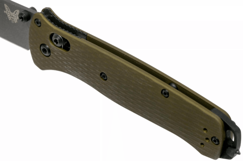 Benchmade Bailout 537GY-1 foldekniv 12 cm med grønt anodisert aluminiumshåndtak og glassbryter