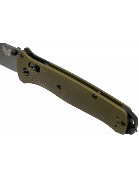 Benchmade Bailout 537GY-1 foldekniv 12 cm med grønt anodisert aluminiumshåndtak og glassbryter