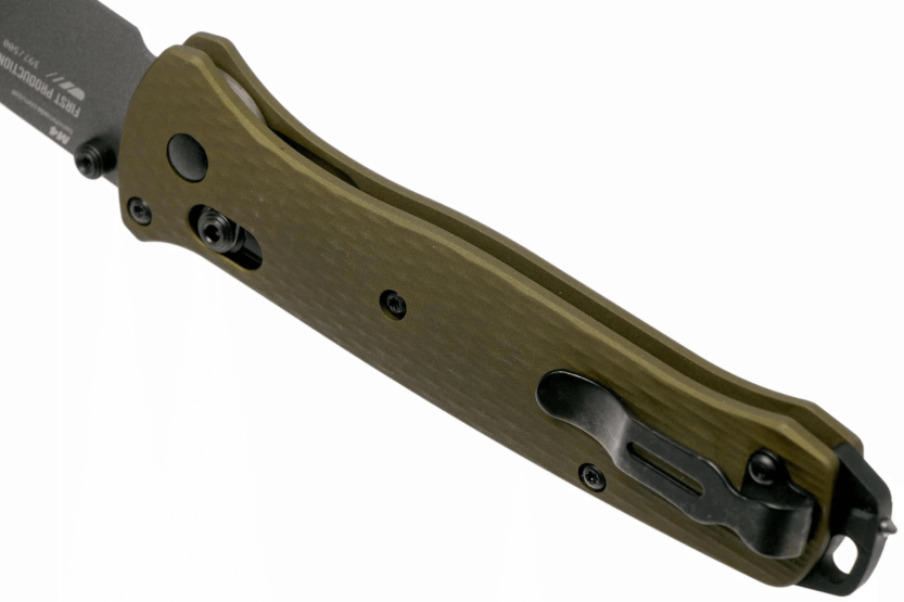 Benchmade Bailout 537GY-1 foldekniv 12 cm med grønt anodisert aluminiumshåndtak og glassbryter
