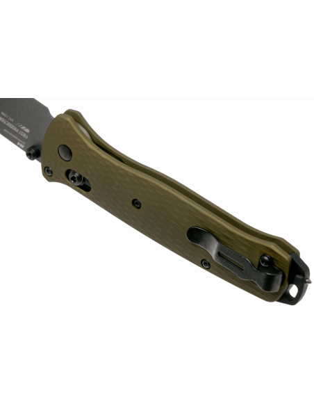 Benchmade Bailout 537GY-1 foldekniv 12 cm med grønt anodisert aluminiumshåndtak og glassbryter