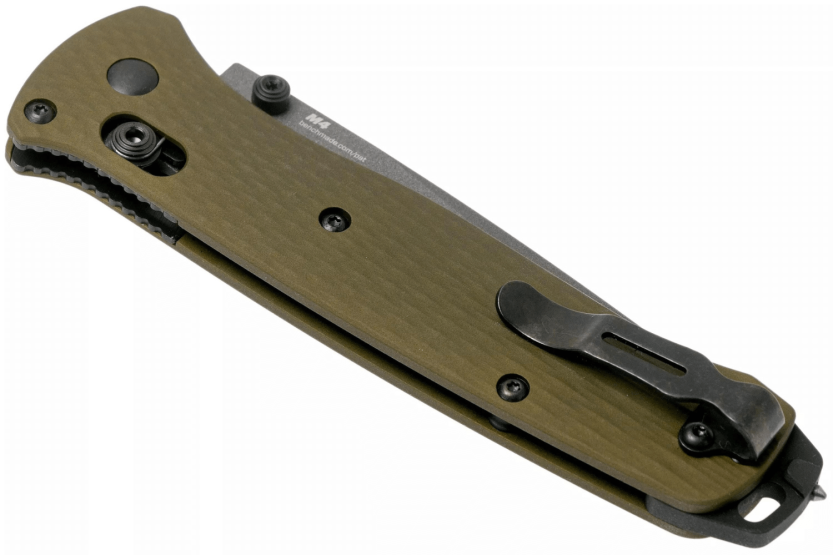 Benchmade Bailout 537GY-1 foldekniv 12 cm med grønt anodisert aluminiumshåndtak og glassbryter