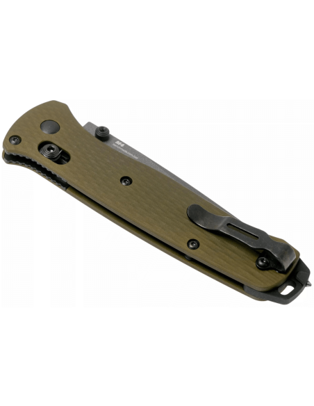 Benchmade Bailout 537GY-1 foldekniv 12 cm med grønt anodisert aluminiumshåndtak og glassbryter