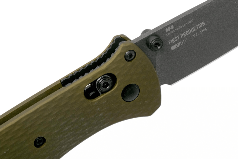 Benchmade Bailout 537GY-1 foldekniv 12 cm med grønt anodisert aluminiumshåndtak og glassbryter