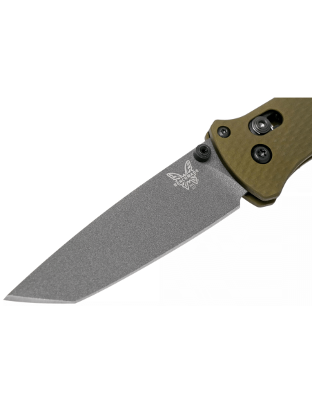 Benchmade Bailout 537GY-1 foldekniv 12 cm med grønt anodisert aluminiumshåndtak og glassbryter