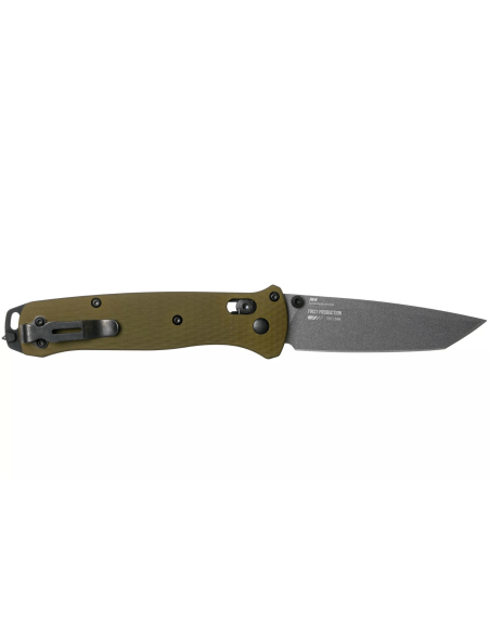Benchmade Bailout 537GY-1 foldekniv 12 cm med grønt anodisert aluminiumshåndtak og glassbryter