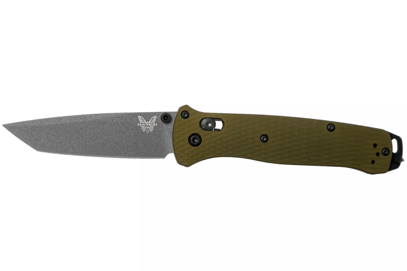 Benchmade Bailout 537GY-1 foldekniv 12 cm med grønt anodisert aluminiumshåndtak og glassbryter