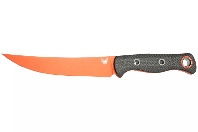 Benchmade Meatcrafter 15500OR-2 coltello 15,4 cm lama arancione manico grigio alluminio/carbonio + custodia