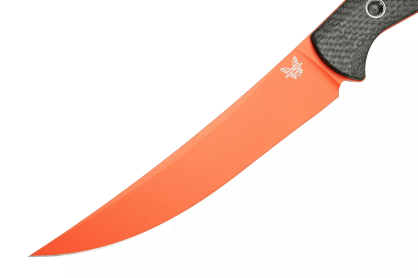 Faca Benchmade Meatcrafter 15500OR-2 Lâmina laranja de 15,4 cm cabo em alumínio/carbono cinzento + estojo