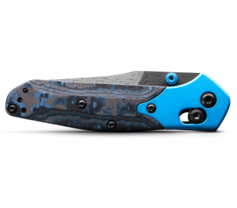 Faca dobrável Benchmade Mini Osborne 945-221 edição limitada lâmina damascada cabo em carbono 9,8cm 2