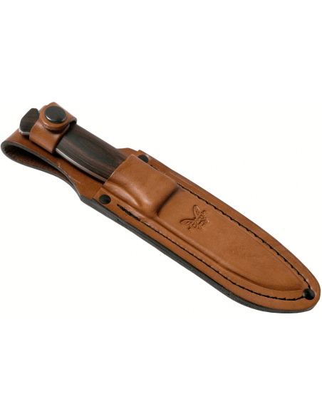 Benchmade Saddle Mountain Skinner 15002 mes 10.7cm lemmet gestabiliseerd houten handvat + lederen schede