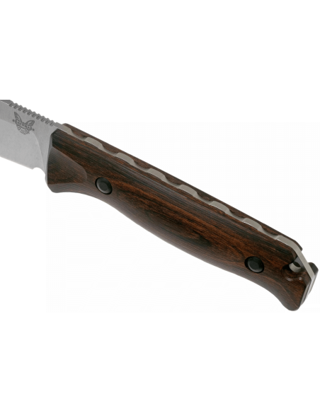 Benchmade Saddle Mountain Skinner 15002 kniv 10,7cm blad stabiliserat trähandtag + läderslida