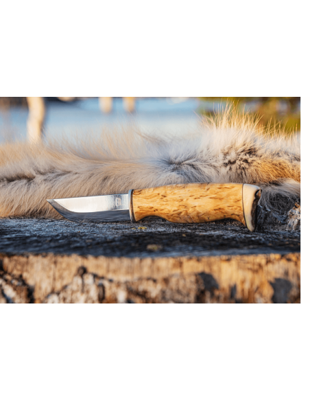 Faca de caça Arctic Legend AL941 Lâmina de 9 cm cabo em madeira de bétula + bainha em pele