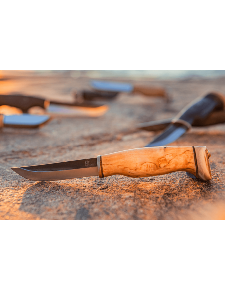 Arctic Legend Hobby Knife AL903 käsityönä valmistettu terä 9,5cm koivukahva + nahkatuppi