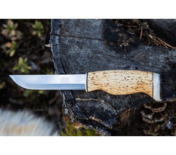 Arctic Legend Bear Mes AL866 ambachtelijk 14,5cm lemmet krullend berken handvat + lederen schede 2