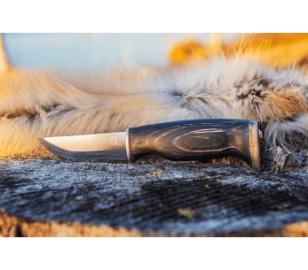 Cuchillo de Cazador Arctic Legend AL965 hecho a mano 9cm hoja mango de madera teñida negra + funda de cuero 2